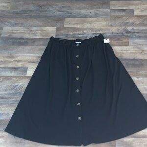 Terra & Sky NWT black button down belted modest skirt size 0X (14W)